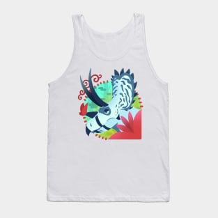 Blue Agujaceratops with Red Flowers Tank Top